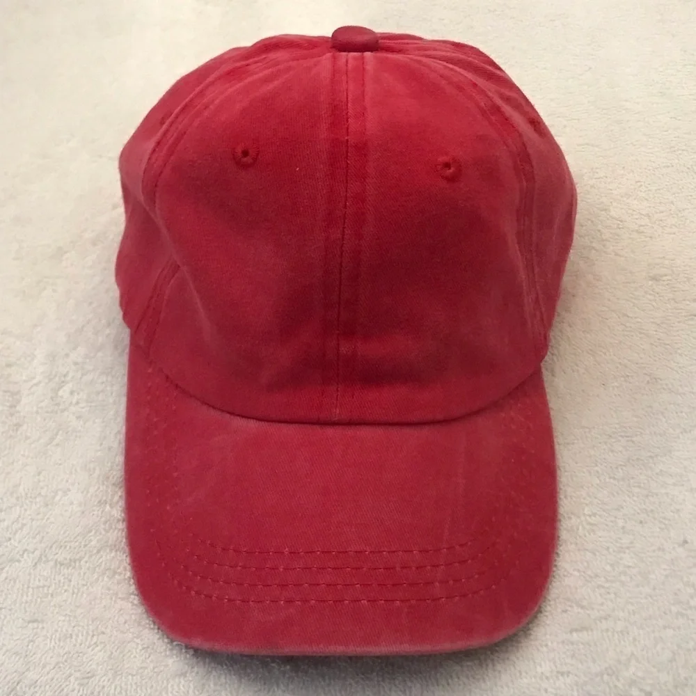 Adult Adjustable Red Cotton Ball Cap